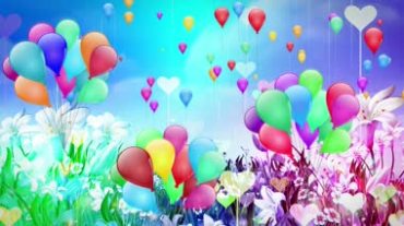 从美丽的鲜花地花海放飞五颜六色气球视频素材