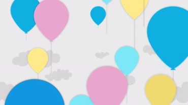 彩色卡通动画片气球上升视频素材