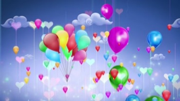 卡通彩色气球升空视频素材