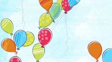 涂鸦气球手绘气球卡通气球放飞升空视频素材