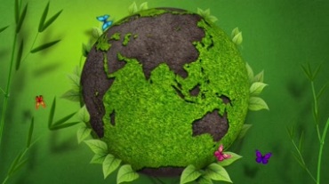 创意设计绿色植物地球转动世界地图视频素材