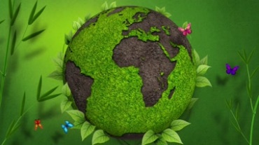 创意设计绿色植物地球转动世界地图视频素材