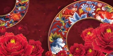 中国风美丽的花朵圆盘舞台背景视频素材