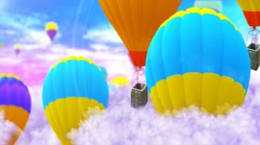 想飞就飞卡通风车热气球升空Led视频素材