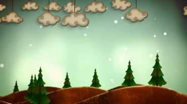 山峦绿树白云卡通动画片视频素材
