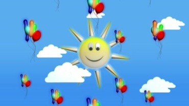 儿童卡通太阳公公蓝天白云气球视频素材