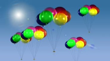 一簇簇彩色气球悬在空中视频素材