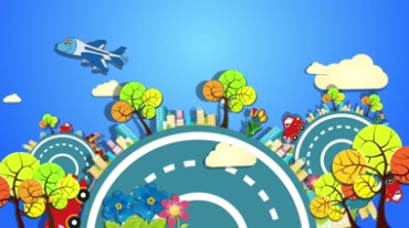 精美卡通城市圆球旋转动画视频素材