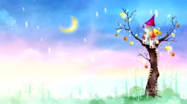 梦幻水彩六一儿童节户外可爱动画片卡通视频素材