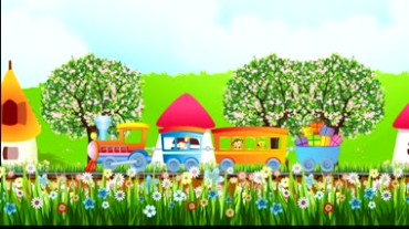 卡通小火车坐着小动物乘客动画片视频素材