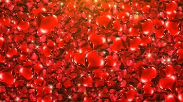 红色玫瑰花桃心花瓣海洋视频素材