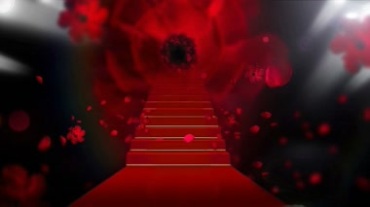 红玫瑰阶梯楼梯花瓣飞舞视频素材
