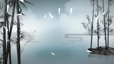 黑白竹子竹林云层动态水墨画视频素材