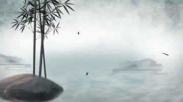 中国风水墨画晕染竹子竹叶飘落视频素材