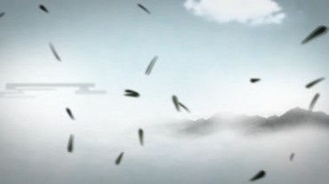 水墨中国叶子竹叶山峦云气云雾视频素材
