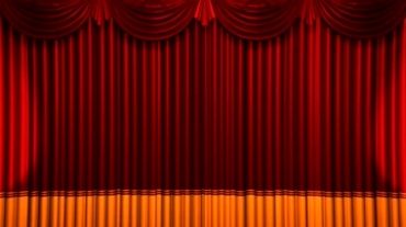 舞台大幕红色幕布灯光打到幕布上来回扫视频素材