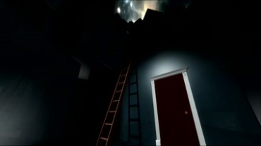 黑暗诡异梯子房门恐怖气氛视频素材