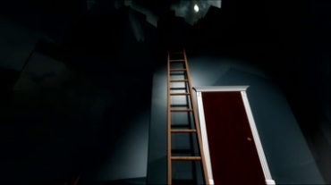 黑暗诡异梯子房门恐怖气氛视频素材