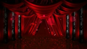 中式婚礼红色幕布红布帷幔盛大浪漫场景视频素材