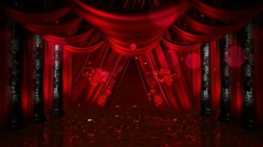 中式婚礼红色幕布红布帷幔盛大浪漫场景视频素材