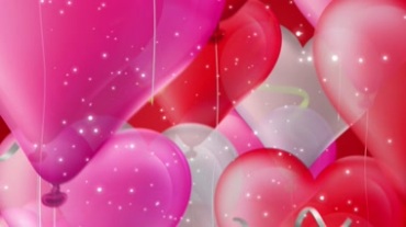 大簇粉红气球升空情侣爱情表白视频素材