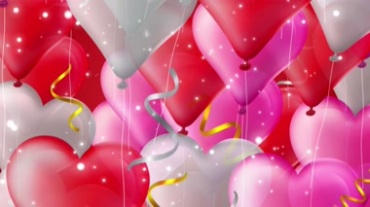 很多粉色气球一起升空的浪漫视频素材