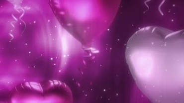 紫色心形气球升空浪漫粒子视频素材