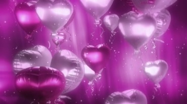 紫色心形氢气球浪漫升空视频素材