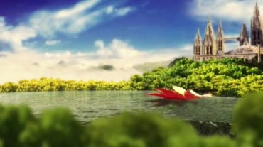 湖水山峦包围的城堡庄园视频素材
