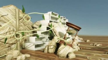 沙漏3D废墟卡通视频素材