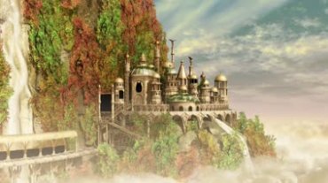 依山而建的城堡古堡世外仙境视频素材