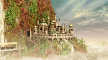 依山而建的城堡古堡世外仙境视频素材