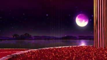 紫色月光浪漫鲜花满地视频素材