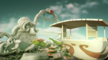 动画卡通大船驶来视频素材
