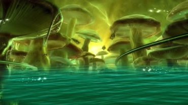 水上伞状大蘑菇游戏场景Led视频素材