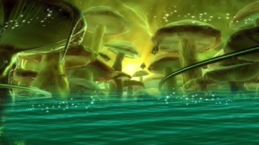 水上伞状大蘑菇游戏场景Led视频素材