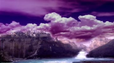 紫色祥云下魔幻古堡视频素材