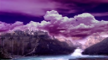 紫色祥云下魔幻古堡视频素材