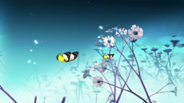 彩蝶飞舞围绕小花视频素材
