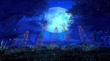 蓝色大月亮野外场景视频素材