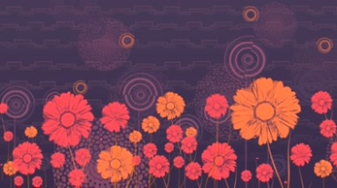 彩色素描花朵开花动画递进场景视频素材