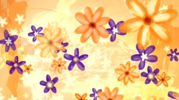 水彩涂鸦花朵动态飞起视频素材