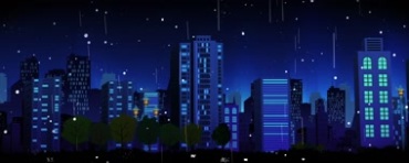 卡通城市夜晚高楼灯光下雨夜视频素材