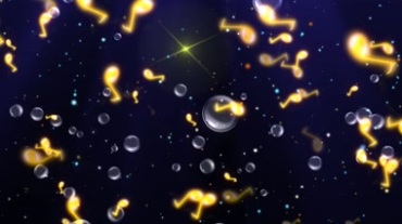 星空粒子金色音符气泡视频素材