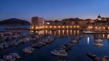 欧洲风情码头游艇景色视频素材