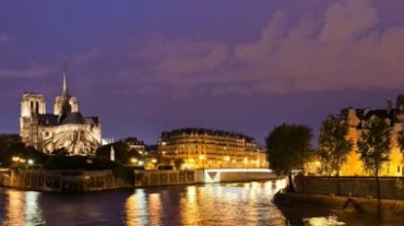 欧洲风情城市河流夜景视频素材