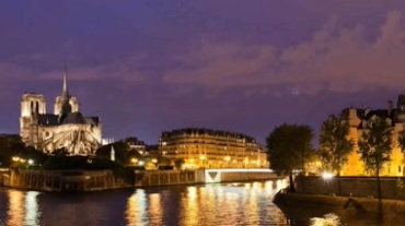 欧洲风情城市河流夜景视频素材