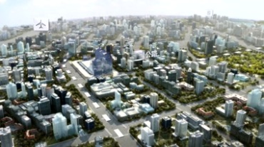 城市商业圈打造房地产建设3D模型街道景色未来发展蓝图视频素材