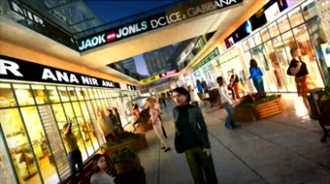 城市商业圈打造房地产建设3D模型街道景色未来发展蓝图视频素材