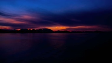 多彩多姿天空变幻日落海洋平面如画般景色特写延时实拍视频素材
